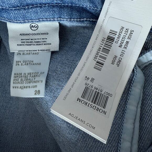 AG Saige Wide Leg Crop With Panel Mid-Rise Paneled Fit In Rosarito, 28 - Picture 6 of 7